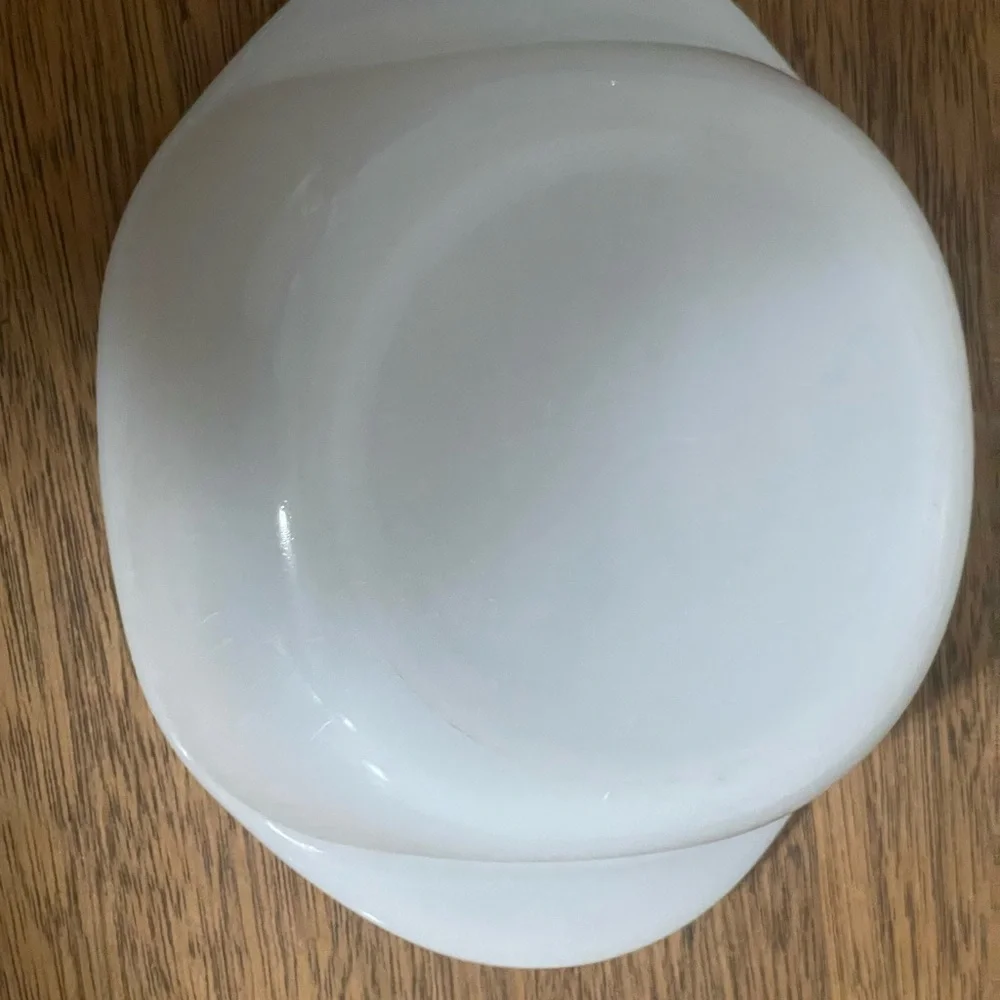 Vintage Pyr-O-Rey 8 Inch Casserole Baking Dish By Vitrocrisa Milk Glass Flowers